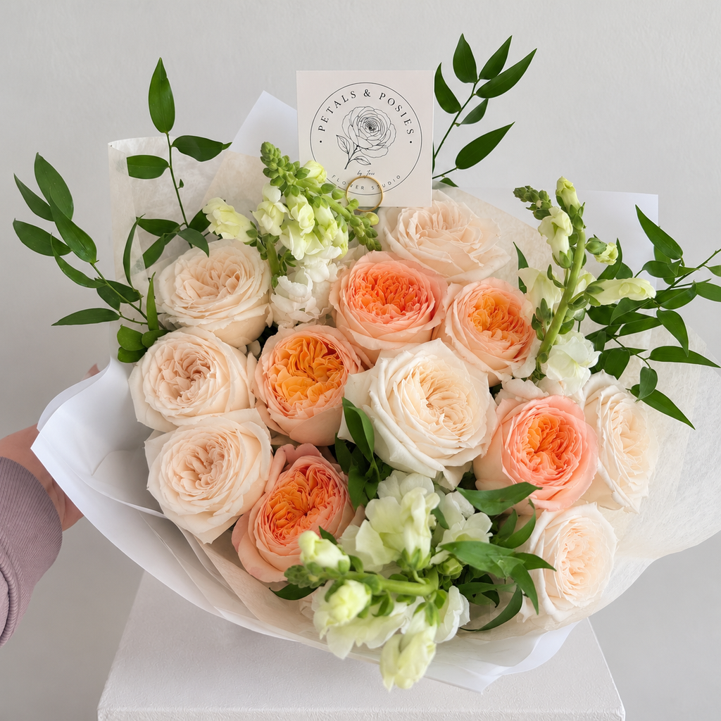 The Luxe Garden Rose | Designer Wrapped Bouquet