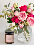 Raspberry Kiss Arrangement & Amour Candle